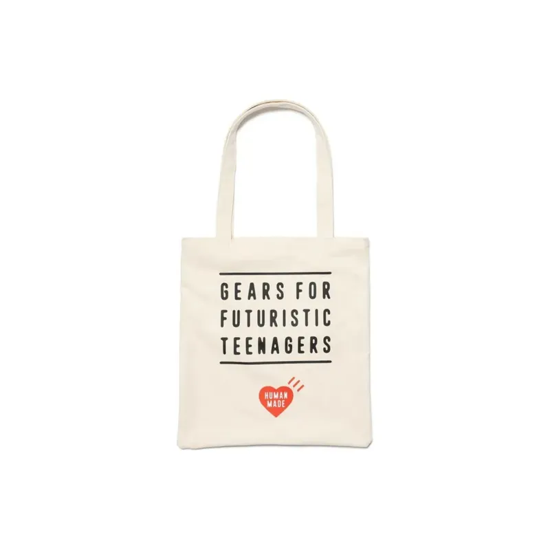 HUMAN MADE Cotton Tote Bag Shopping Bag Shoulder Bag Handbag Regular Unisex White-2