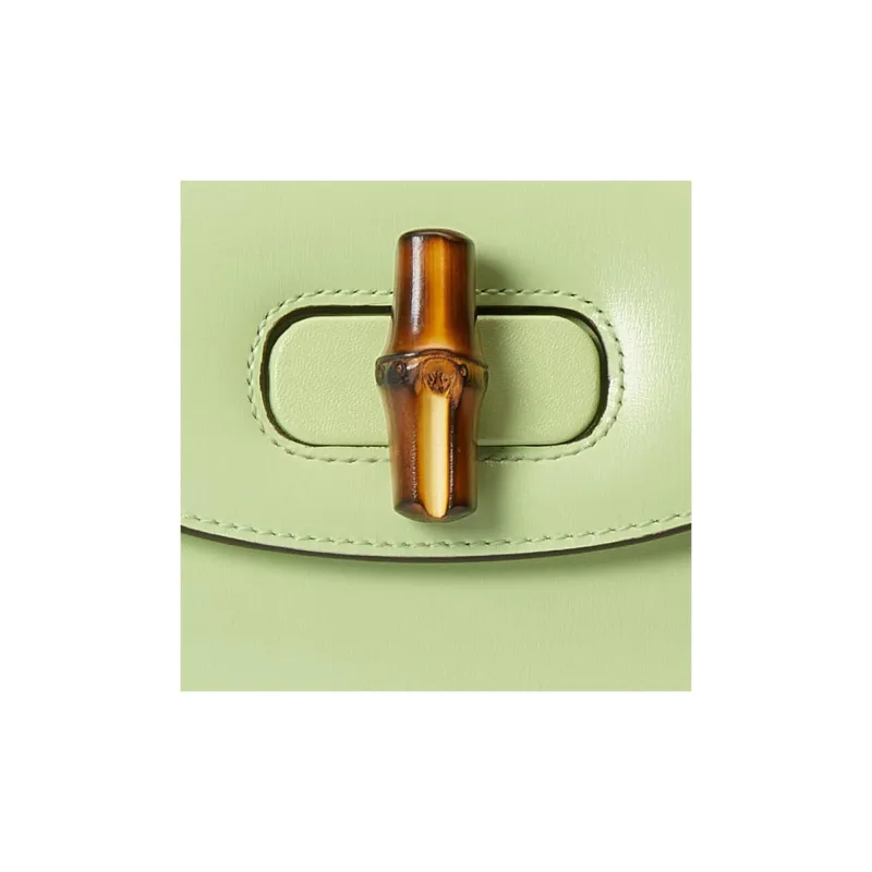 GUCCI Bamboo 1947 Stripes Leather Bamboo Bag One Shoulder Handbag Mini Women's Pistachio Green-8