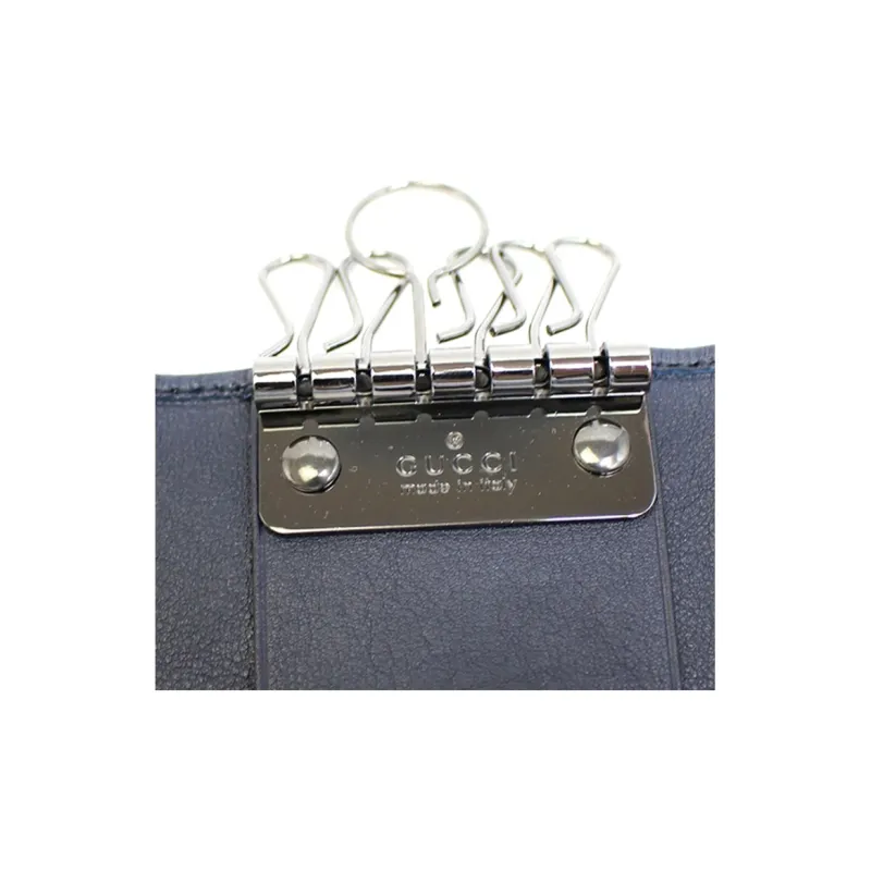 GUCCI Leather Key Pouch Men's Dark Blue-3