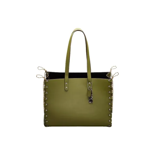 Coachtopia Leather Tote Bag Shopping Bag Handbag Shoulder Bag Women's Olive Green