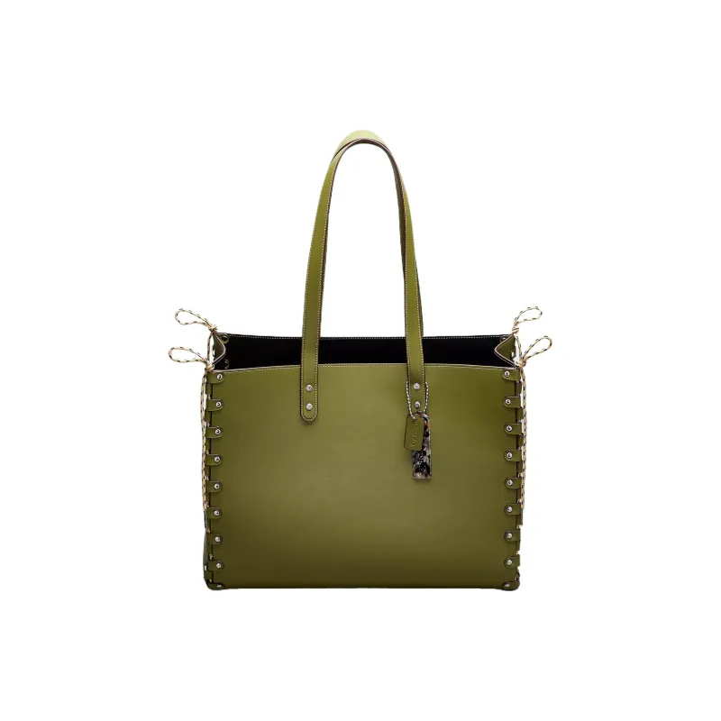 Coachtopia Leather Tote Bag Shopping Bag Handbag Shoulder Bag Women's Olive Green-0