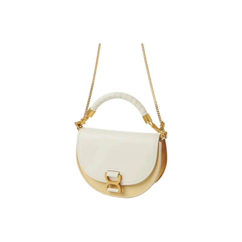 Chloe Marcie Nappa Lambskin Grain Calfskin With Suede Shoulder Bag, Crossbody Bag, Handbag Regular Women's Mist Ivory-1