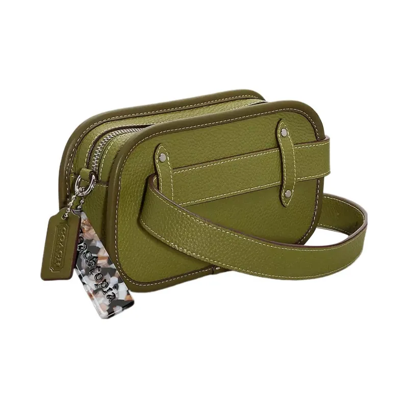 Coachtopia Leather Shoulder Bag Crossbody Bag Small Size Women's Olive Green-3