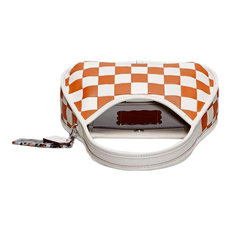 COACH Ergo Leather Shoulder Bag, Handbag, Shoulder Bag Women's Brown & White-3