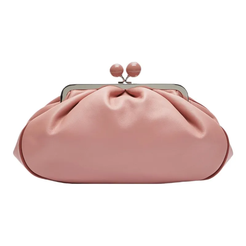 MaxMara Weekend Series Sheepskin One Shoulder Crossbody Clutches Medium Size Women's Pink-2