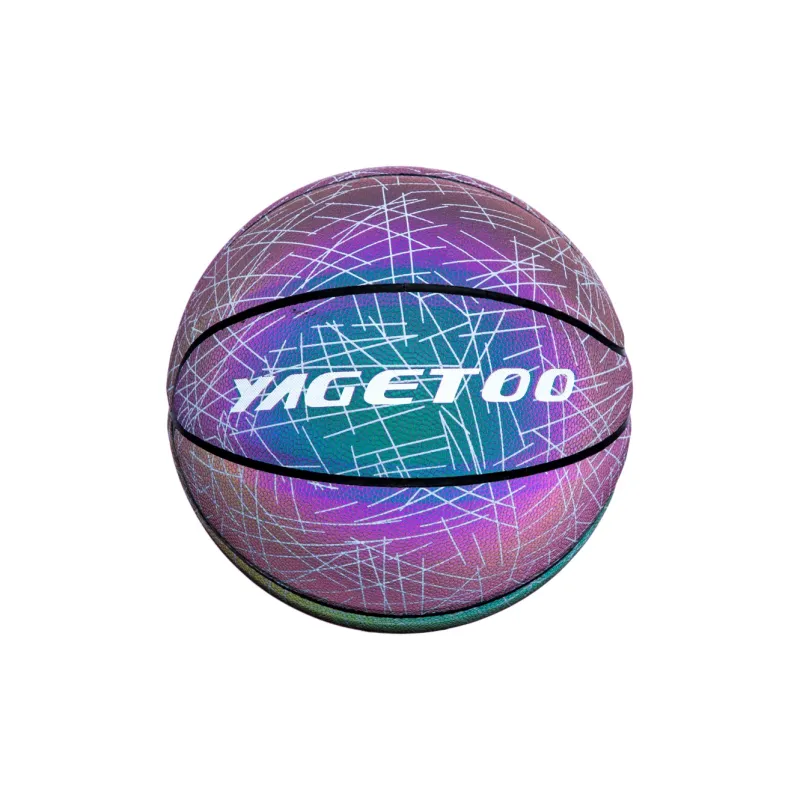 YAGETOO Rubber Basketball Black Size 7 Reflective Unisex-2