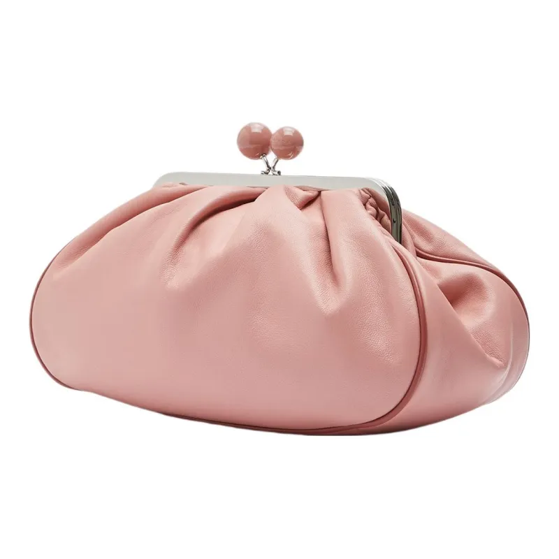 MaxMara Weekend Series Sheepskin One Shoulder Crossbody Clutches Medium Size Women's Pink-1