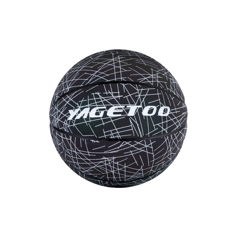 YAGETOO Rubber Basketball Black Size 7 Reflective Unisex-1