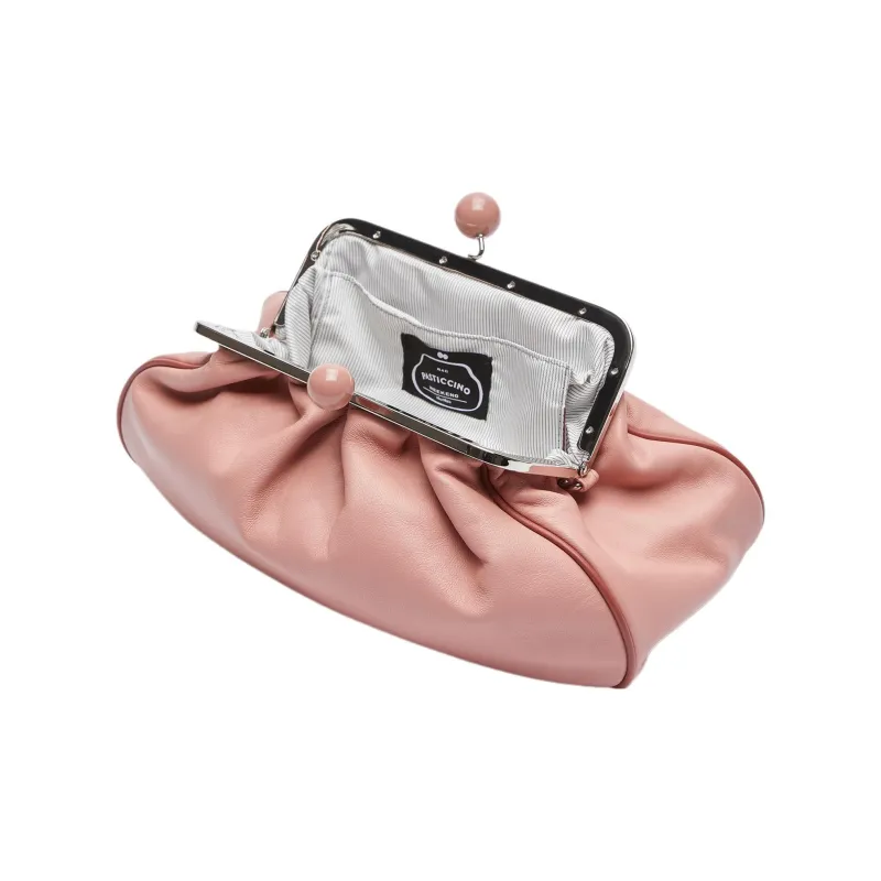 MaxMara Weekend Series Sheepskin One Shoulder Crossbody Clutches Medium Size Women's Pink-3