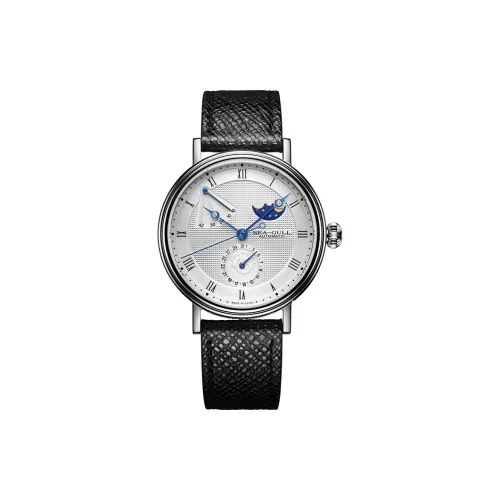 Sea-Gull Automatic Mechanical Movement Genuine Leather Strap Chinese Watches Men's Watches White Dial