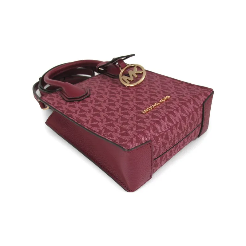 MICHAEL KORS Mercer Coated Canvas Handbag, Shoulder Bag, Crossbody Bag Extra Small Women's Mulberry Red-4
