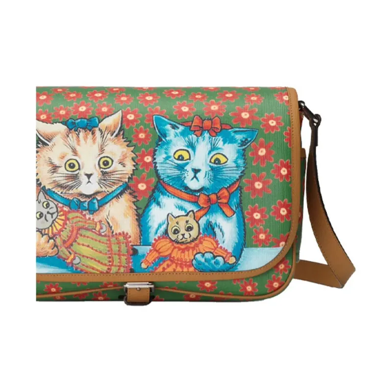 GUCCI Canvas With Leather Nylon Lining Messenger Bag Shoulder Bag Crossbody Bag Kids' Bag Kids' Pink/Green-7