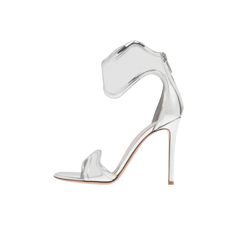GIANVITO ROSSI Lucrezia 100mm Mirrored-leather Sandals-0