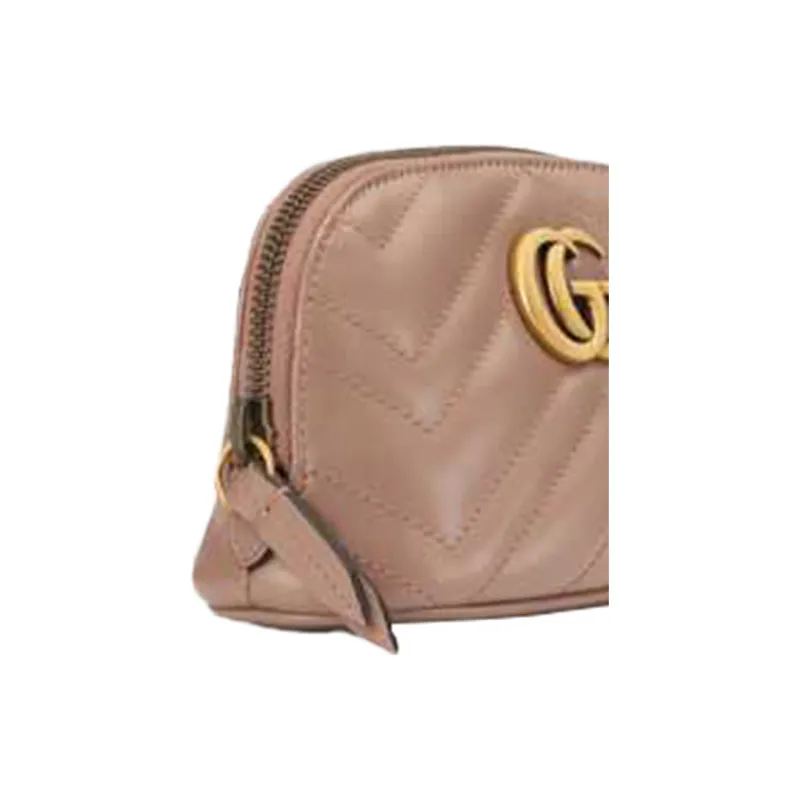 GUCCI GG Marmont Quilting Leather Makeup Bags Toiletry Bags Medium Size Women's Nude Pink-4