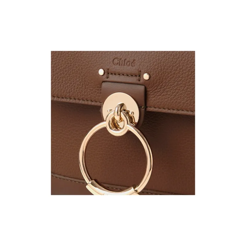 Chloe Tess Calfskin Shoulder Bag Crossbody Bag Handbag Mini Women's Dark Nut Color-4