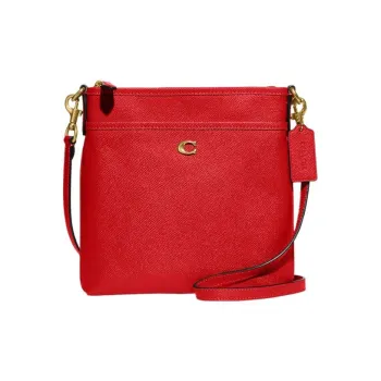 COACH Kitt Cross-Stitch Leather Messenger Bag Shoulder Bag Crossbody Bag Small Size Women's Red