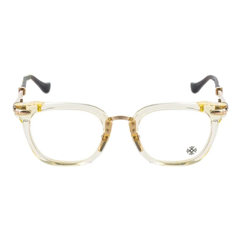 Chrome Hearts Plate And Metal Irregular Shape Eyeglass Frames Unisex Gold-0