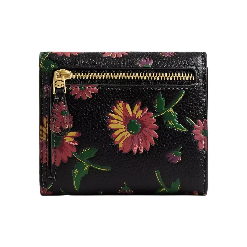 COACH Wyn Leather Coin Purses Wallets Small Size Women's Brass & Black Multicolor-1