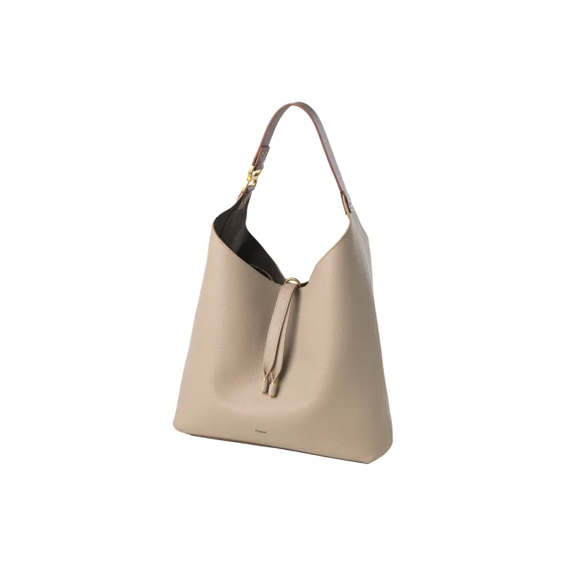 Chloe Marcie Grained Calfskin Hobo Bag Drifter Bag Handbag Shoulder Bag Women's Heather Gray-1