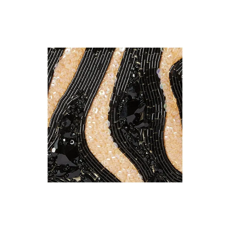 GUCCI Broadway Embroidered Silk Satin Evening Party Bag One Shoulder Crossbody Clutch Small Size Women's Beige & Black-7