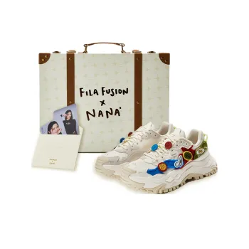 FILA FUSION Cushioning Anti Slip Wear Resistant Breathability Low Top Chunky Sneakers Women's Milk White Box