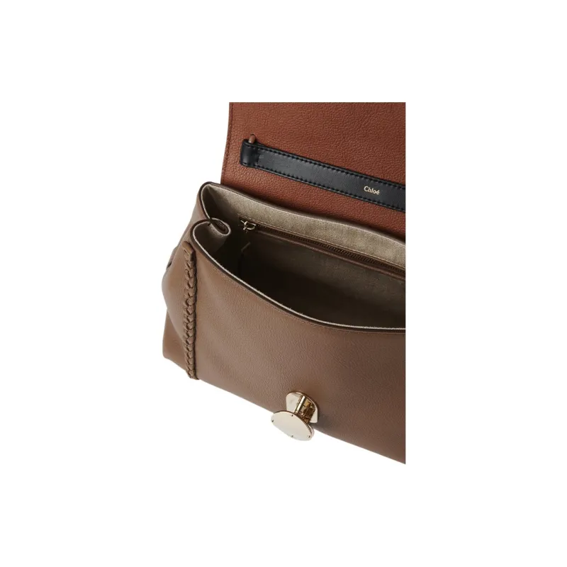 Chloe Penelope Series Grain Calfskin One Shoulder Handbag Medium Size Women's Dark Brown-3