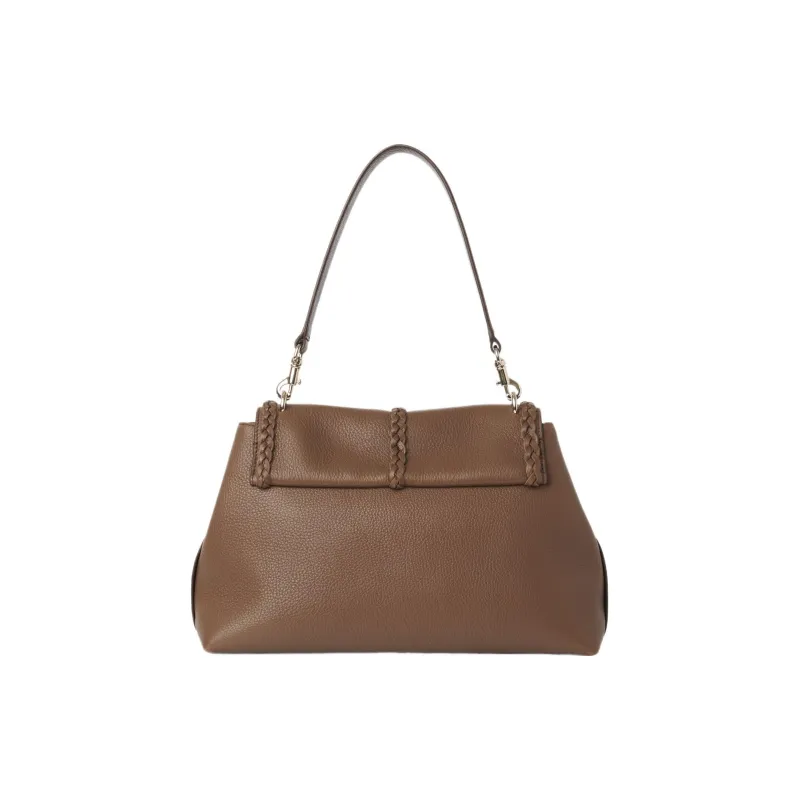 Chloe Penelope Series Grain Calfskin One Shoulder Handbag Medium Size Women's Dark Brown-2