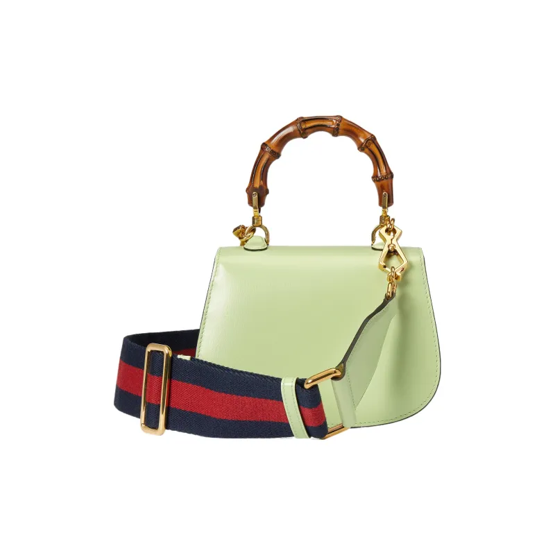 GUCCI Bamboo 1947 Stripes Leather Bamboo Bag One Shoulder Handbag Mini Women's Pistachio Green-2