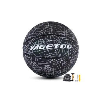 YAGETOO Rubber Basketball Black Size 7 Reflective Unisex