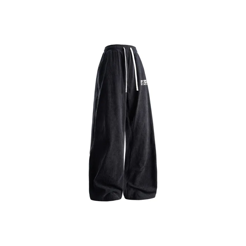 CULT OF INDIVIDUALITY Casual Pants Graffiti Print, Corduroy Loose Fit Versatile Straight Fit Thickened Pants Unisex-14