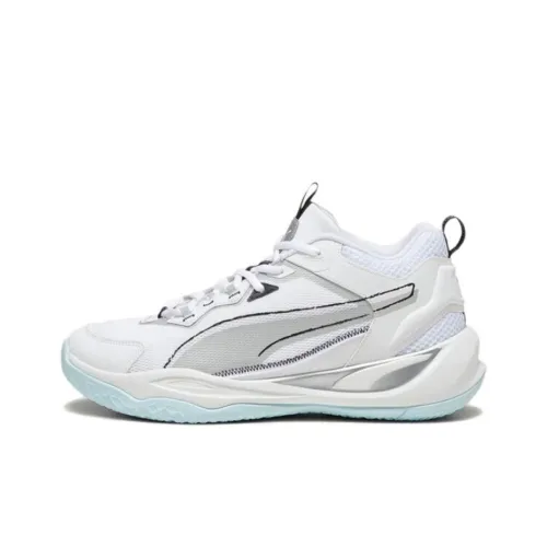 PUMA Playmaker Basketball Shoes Unisex Low-Top White Silver Black