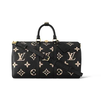 LOUIS VUITTON Keepall Monogram Empreinte Leather Crossbody Handbag, Travel Bag Men's Black