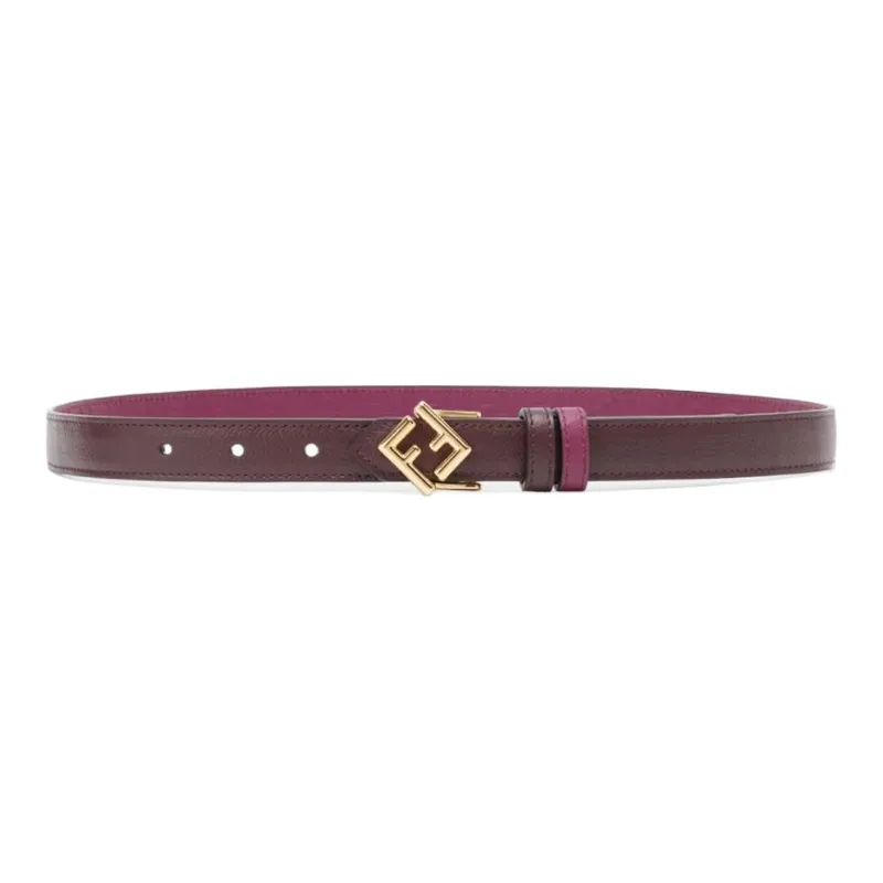 FENDI Double-Sided Label Styling Smooth Buckle Leather Belts Women's Purple Width: 2CM-0