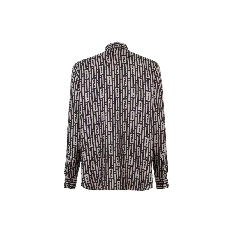 FENDI Monogrammed Collared Long Sleeved Shirt-1