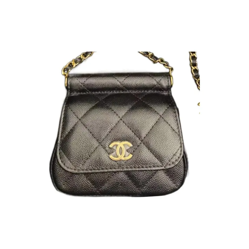 CHANEL 22K Autumn And Winter Caviar Calfskin Fanny Pack Women's Black-1