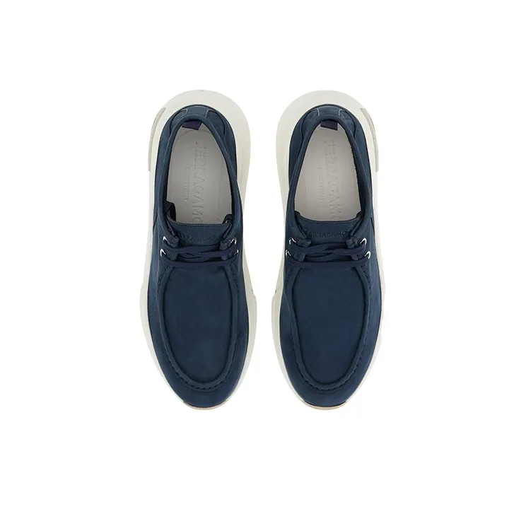 FERRAGAMO GANCINI Low Top Casual Shoes Men's Ocean Blue-2