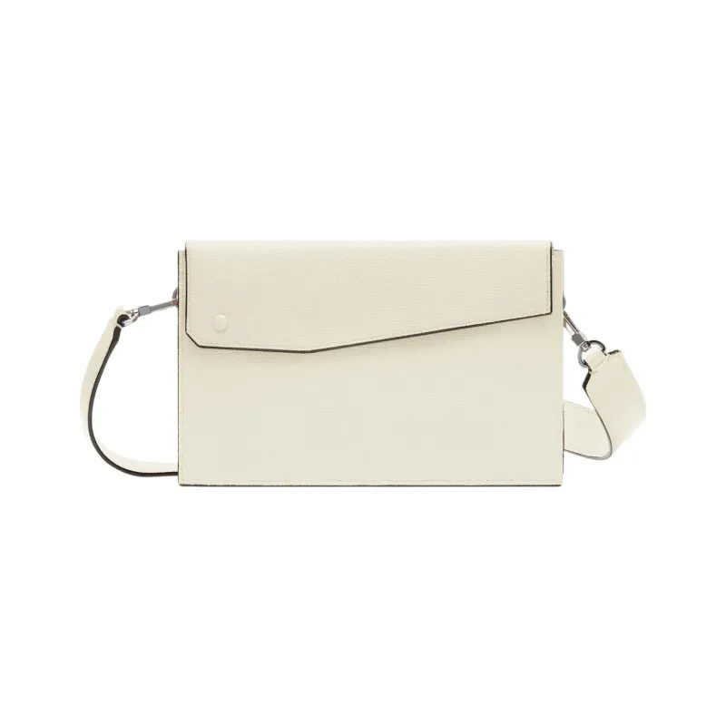 Valextra Millepunte Calfskin Shoulder Bag, Crossbody Bag Men's White Parchment-0