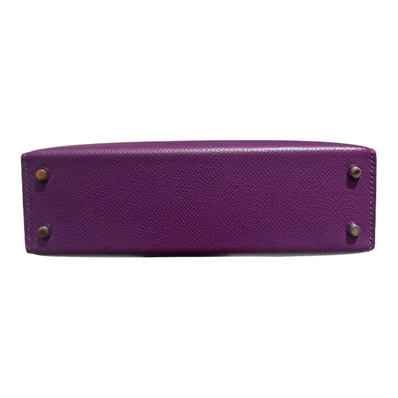 HERMES Mini Kelly 2nd Generation Epson Leather Kelly Bag Handbags Mini Women's Sea Cucumber Purple-2