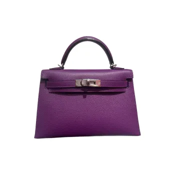 HERMES Mini Kelly 2nd Generation Epson Leather Kelly Bag Handbags Mini Women's Sea Cucumber Purple