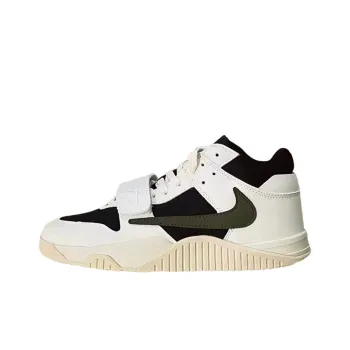 Travis Scott x Jordan Cut The Check Slip Resistant Mid Top Vintage Basketball Shoes Men's White Black Green