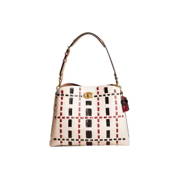 COACH Willow Leather Bucket Bag Portable Crossbody Bag Shoulder Bag Large Size Women's Brass & Chalk Multicolor