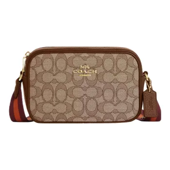 COACH Jamie Coated Canvas With Leather Camera Bag, Shoulder Bag, Crossbody Bag Mini Women's Khaki