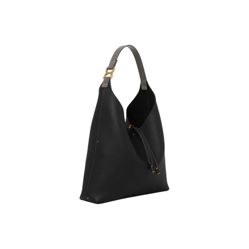 Chloe Marcie Grain Calfskin Hobo Bag, Handbag, Shoulder Bag Women's Black-1