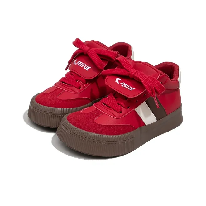 Feiyue High Top Skateboard Shoes Women's Red Black Beige-4