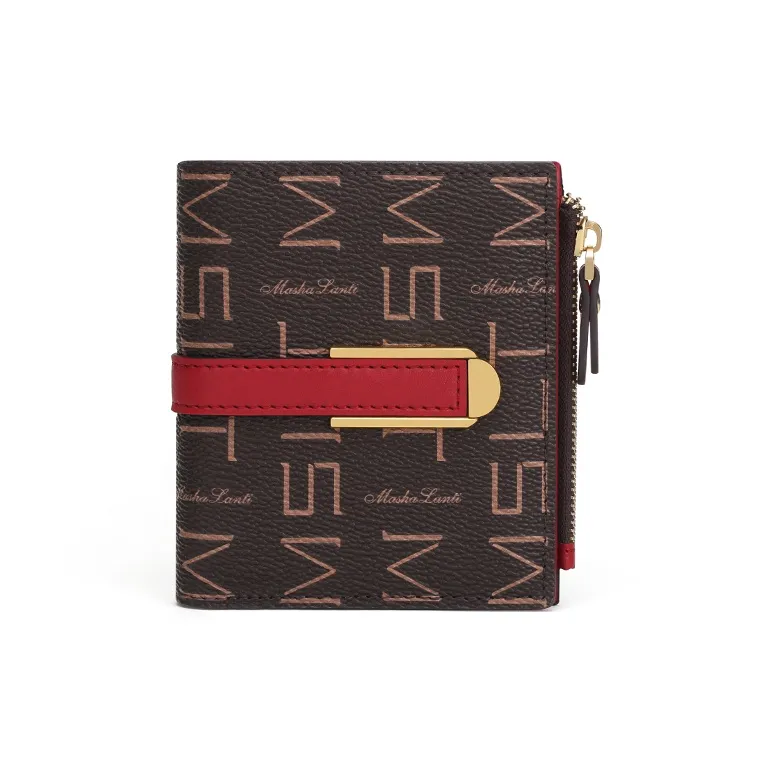 MashaLanti PVC With Microfiber Card Holder Wallet Regular Women's Coffee/Ecru & Pink-1