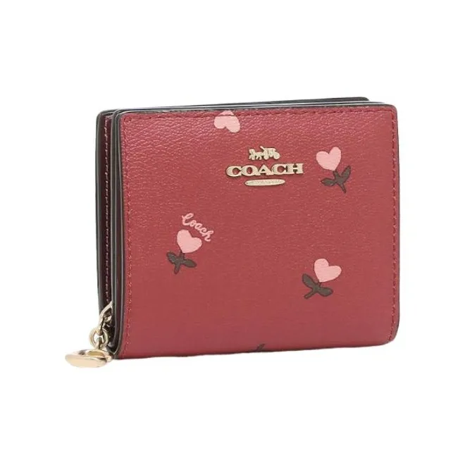 COACH Leather Coin Purses Wallets Women's Red-1