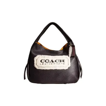 COACH Hobo Natural Pebbled Leather Hobo Bag One Shoulder Handbags Large Size Women's Tin Alloy With Washable Red
