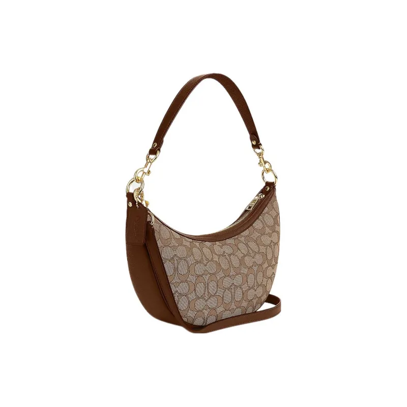 COACH Cow Leather Crescent Moon Bag Shoulder Bag Medium Size Women's Brown-1