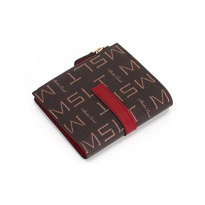 MashaLanti PVC With Microfiber Card Holder Wallet Regular Women's Coffee/Ecru & Pink-3