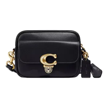 COACH Studio Leather Small Square Bag, Camera Bag, Crossbody Bag Small Size Women's Navy Blue